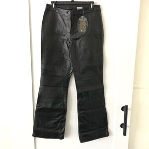 Newport News Black Vintage Straight Leg Leather Pants 8